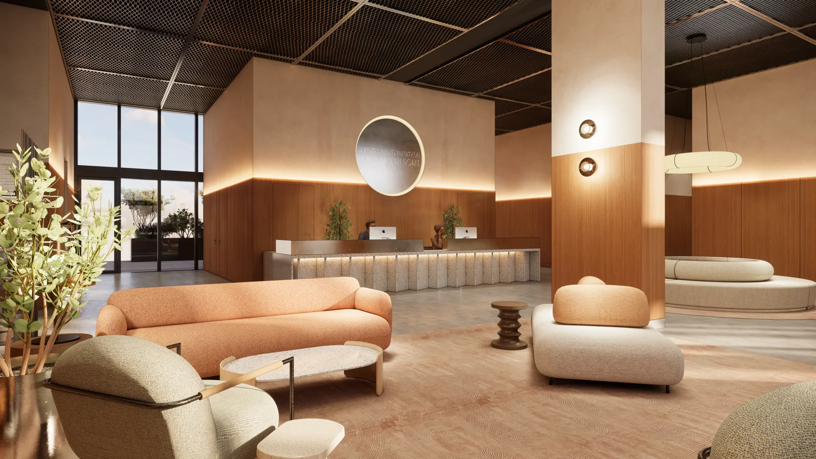 Petra Sea Resorts reception in warm timber tones