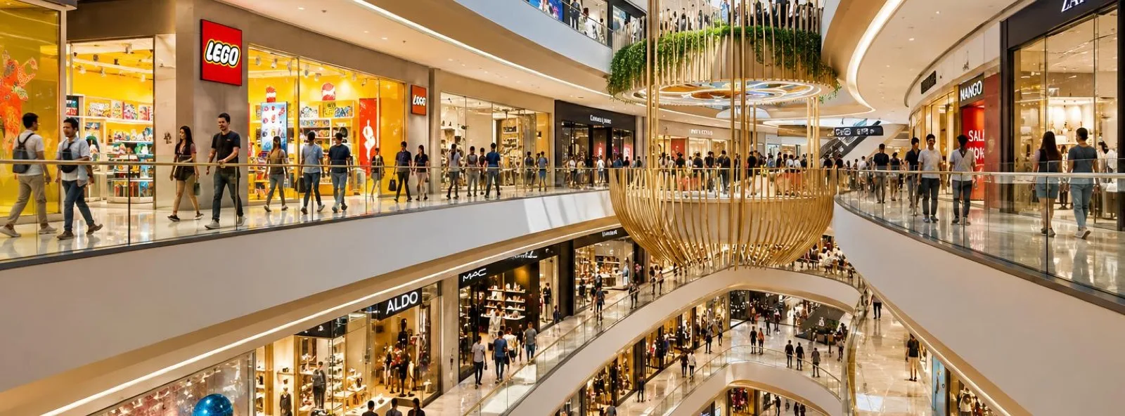 Vibrant retail boulevard in a mixed-use destination