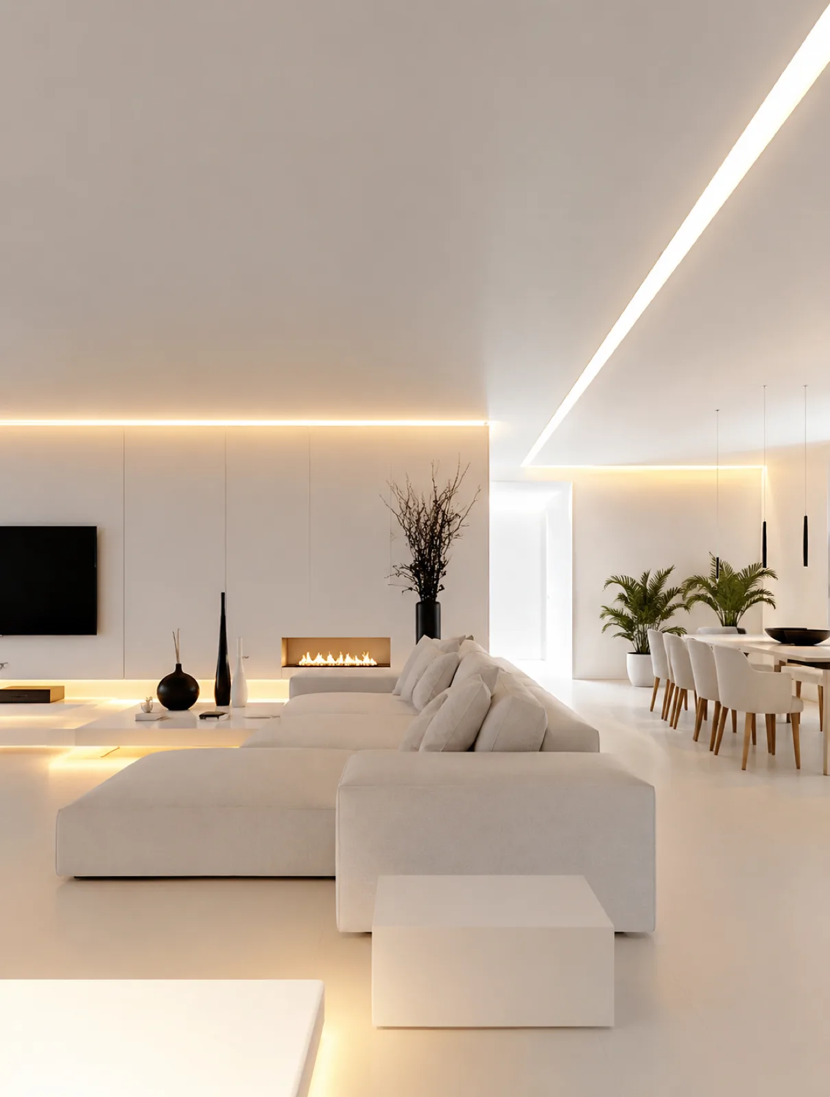 Open-plan luxury living and dining fit-out